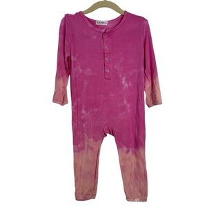 Little Moon Society Tie Dye Pink and Tan Footies One Piece size 12-18 month NWOT